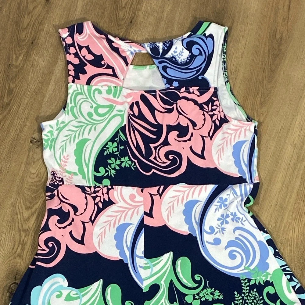 Talbots Twist Back Maxi Dress - Paisley Print Pastel size Large Petite - Picture 7 of 12